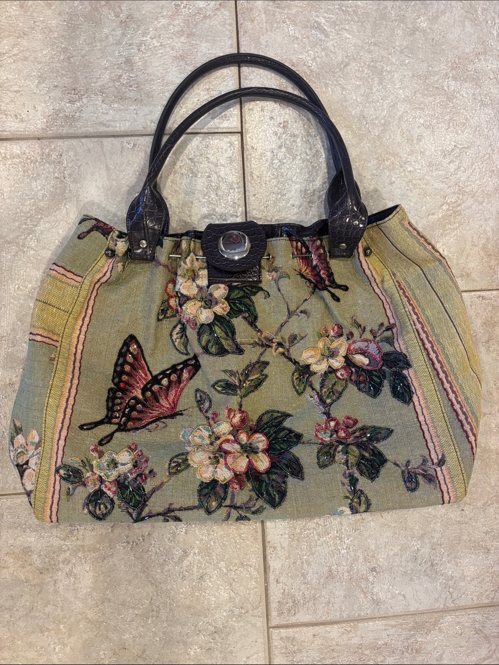 Mellow World Flower Shop Hand Beaded Weekender Tote Bag